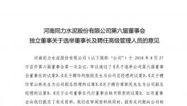 人事變動! 朱紅兵當選同力水泥第六屆董事會董事長