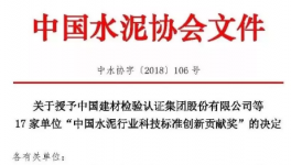 山水、堯柏、南方等企業(yè)榮獲中國水泥行業(yè)科技標準創(chuàng)新貢獻獎