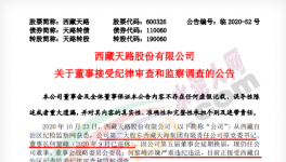 西藏天路第二大股東涉嫌嚴(yán)重違紀(jì)違法，正在接受調(diào)查！