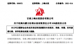 1.12億！又一家水泥企業(yè)被上峰水泥高價收購！