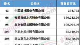 財富Plus發(fā)布中國500強(qiáng)，這些水泥大企上榜！