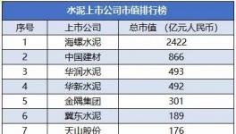 2021年國內(nèi)水泥上市公司市值5強名單揭曉！