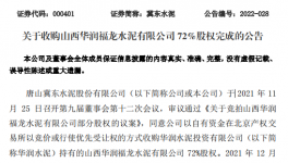 冀東水泥完成100%持股“華潤福龍水泥”！