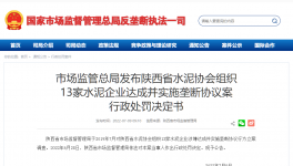 陜西水泥協(xié)會(huì)及13家水泥企業(yè)被罰4.51億！