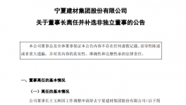 寧夏建材多位高管變動(dòng)！董事長(zhǎng)王玉林因工作調(diào)整離任！